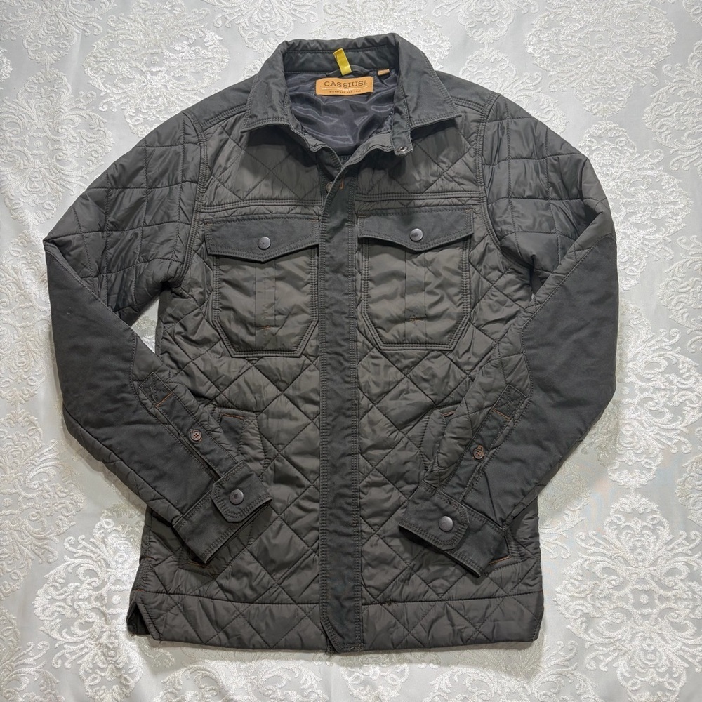 Cassius Quilted Barn Jacket With Canvas Collar Size Small
